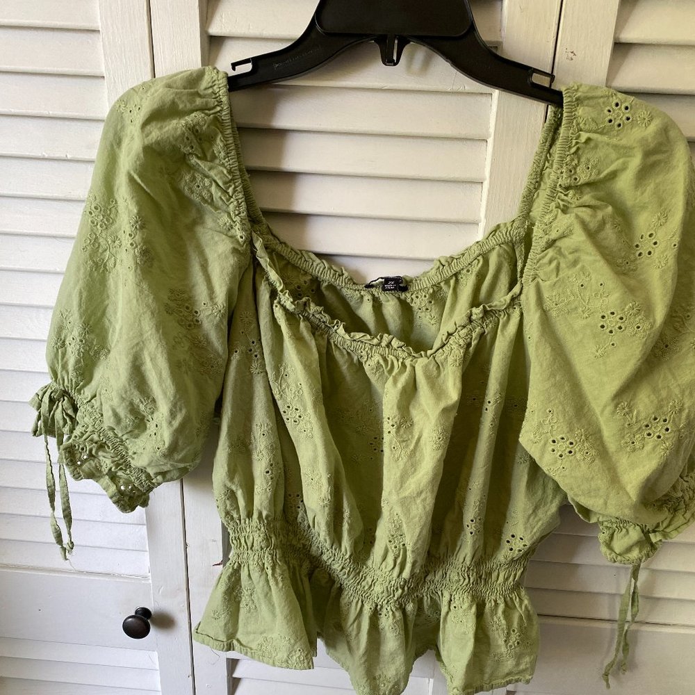 Cute Sage Green Crop Top, 2X